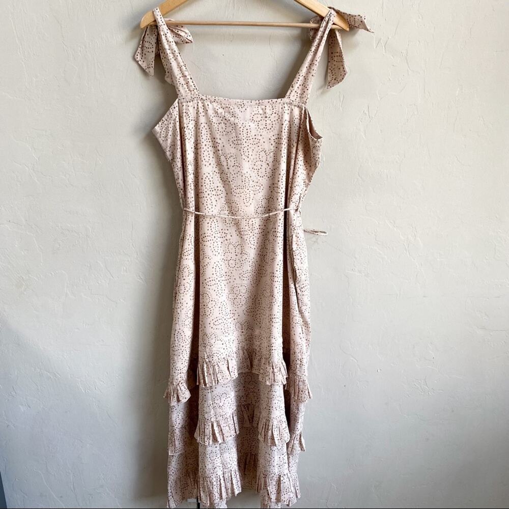 NWT Cleobella Zane Beige Tie Shoulder Midi Dress Medium - Picture 4 of 8